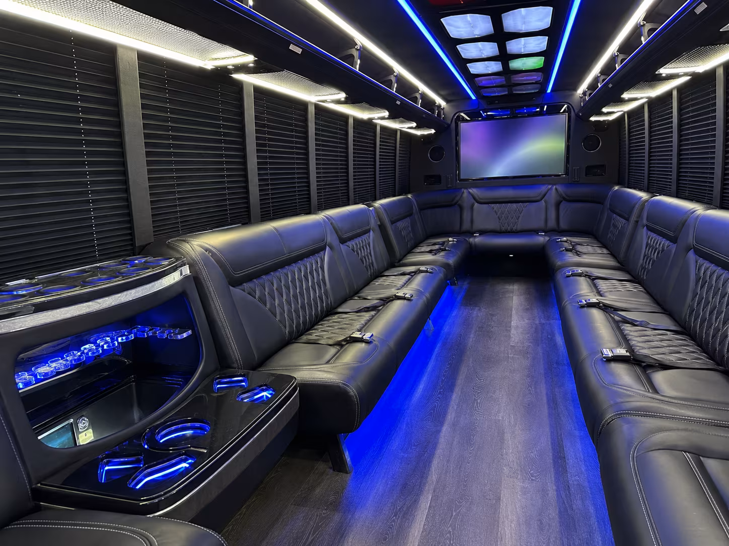 clovis 20 passenger party bus inside