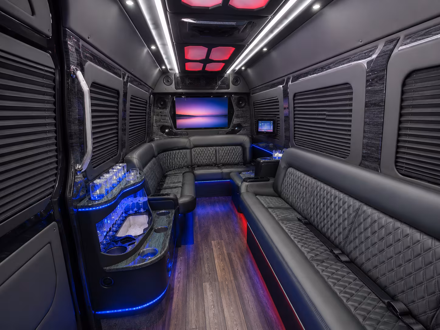 clovis 30 passenger party bus interior