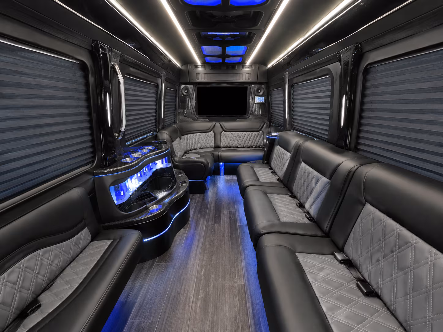 clovis 40 passenger party bus inside