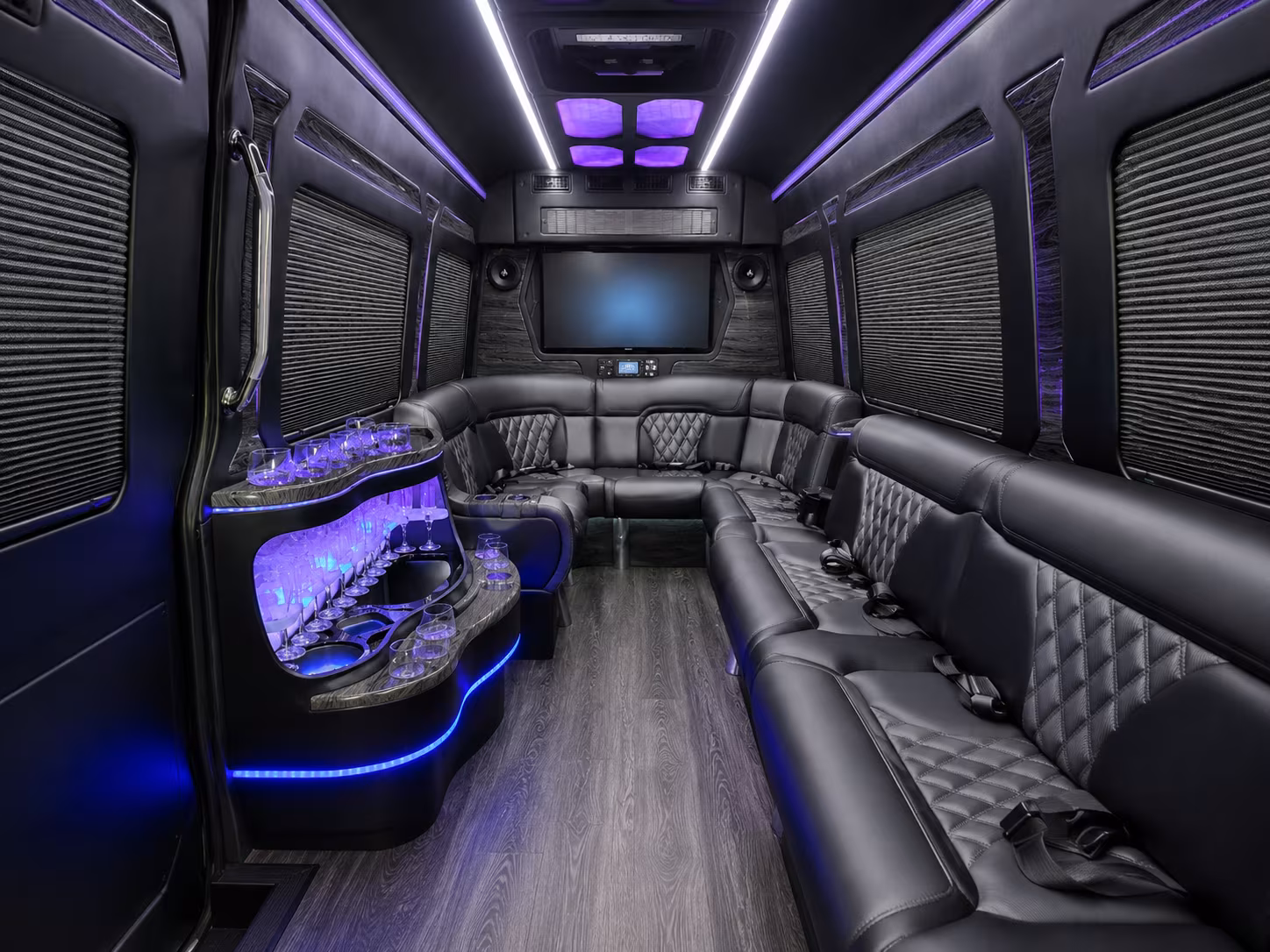 clovis 40 passenger party bus interior