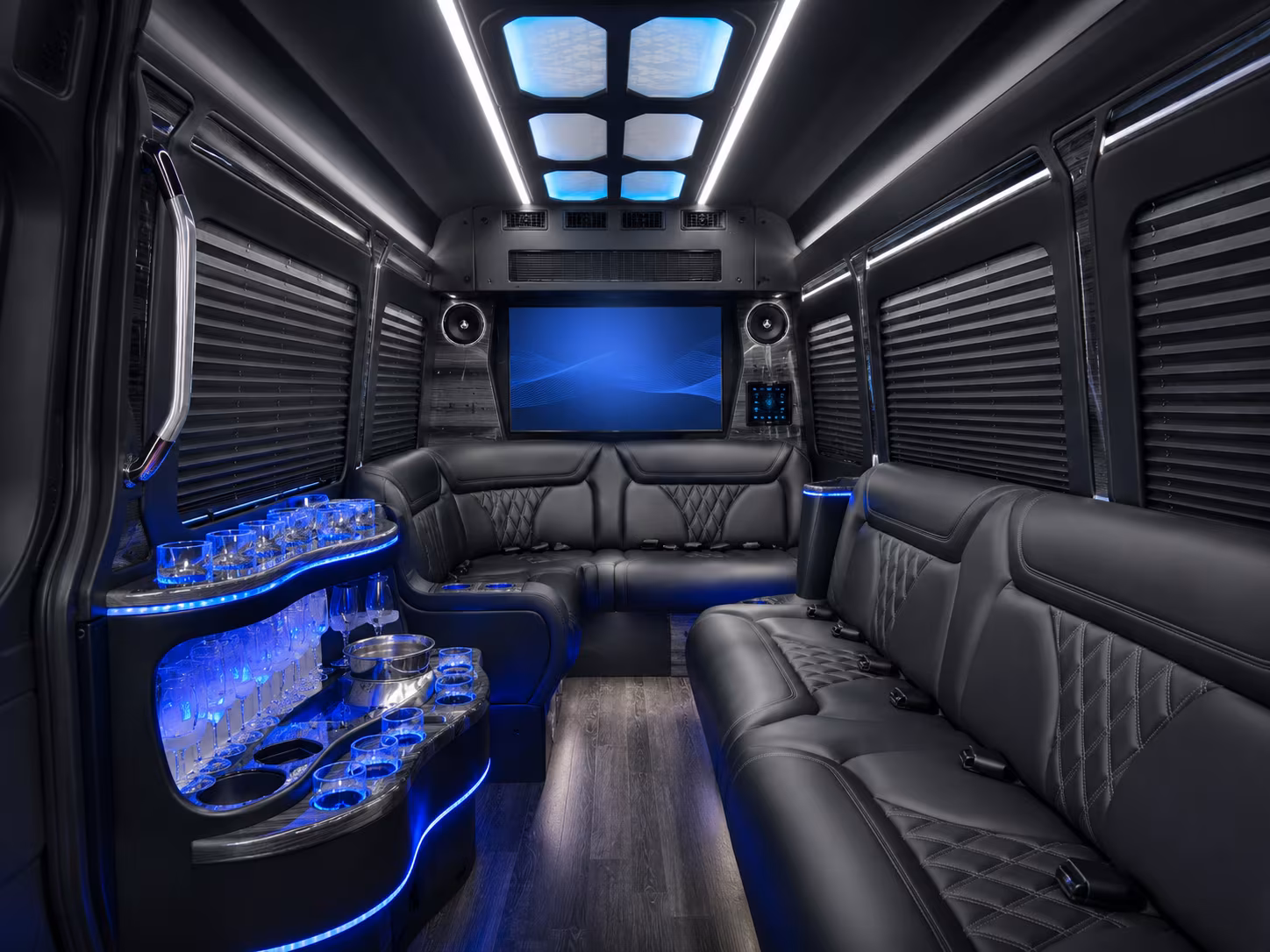 clovis 50 passenger party bus interior