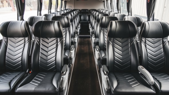 55 passenger charter bus inside hanford