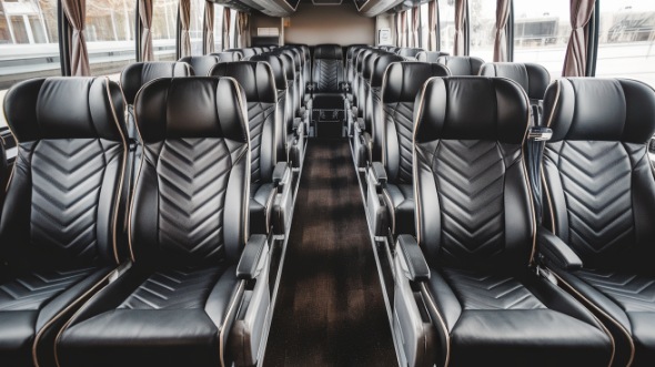 56 passenger charter bus inside hanford